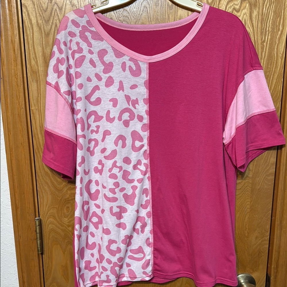 Pink Leopard Print Women's Top